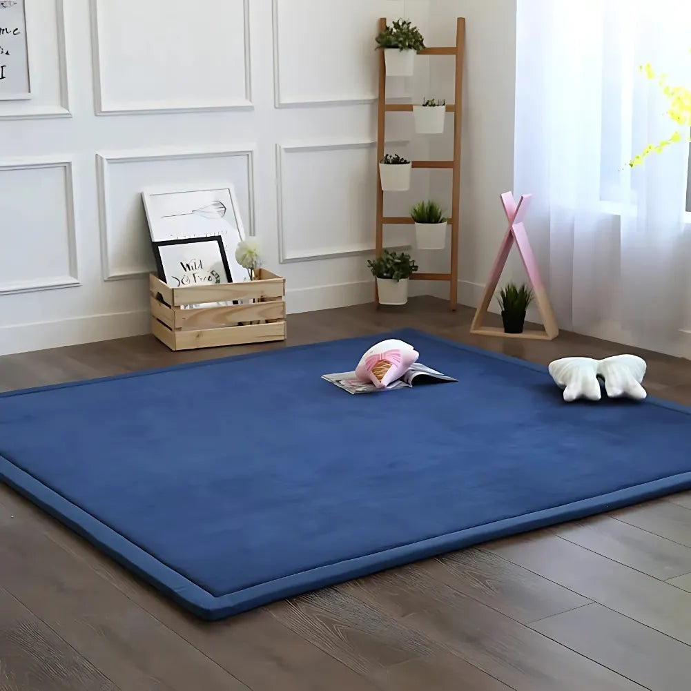 Tapis éveil bébé bleu – Doux, épais et design pour le sol