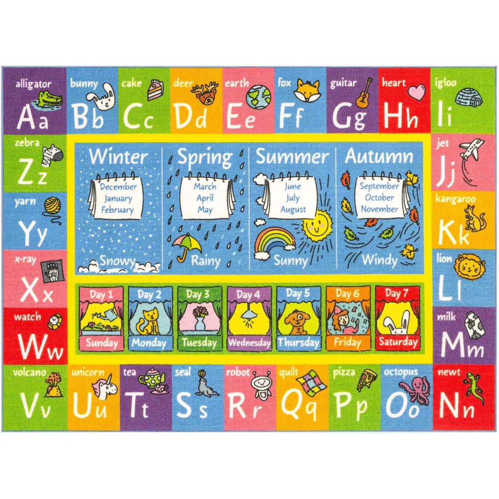 Tapis de motricité bébé éducatif – Alphabet, jours et saisons
