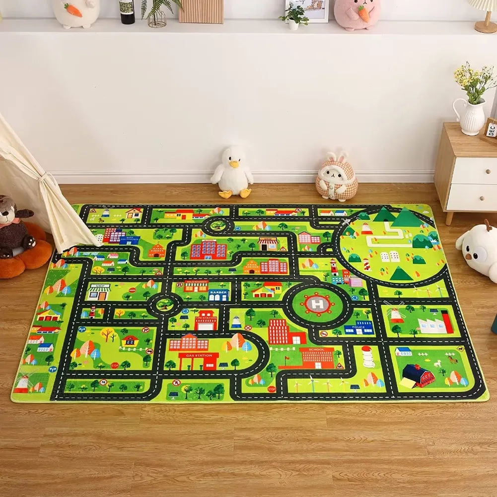 Tapis circuit voiture - Motif Grande ville parcours urbain pour enfant