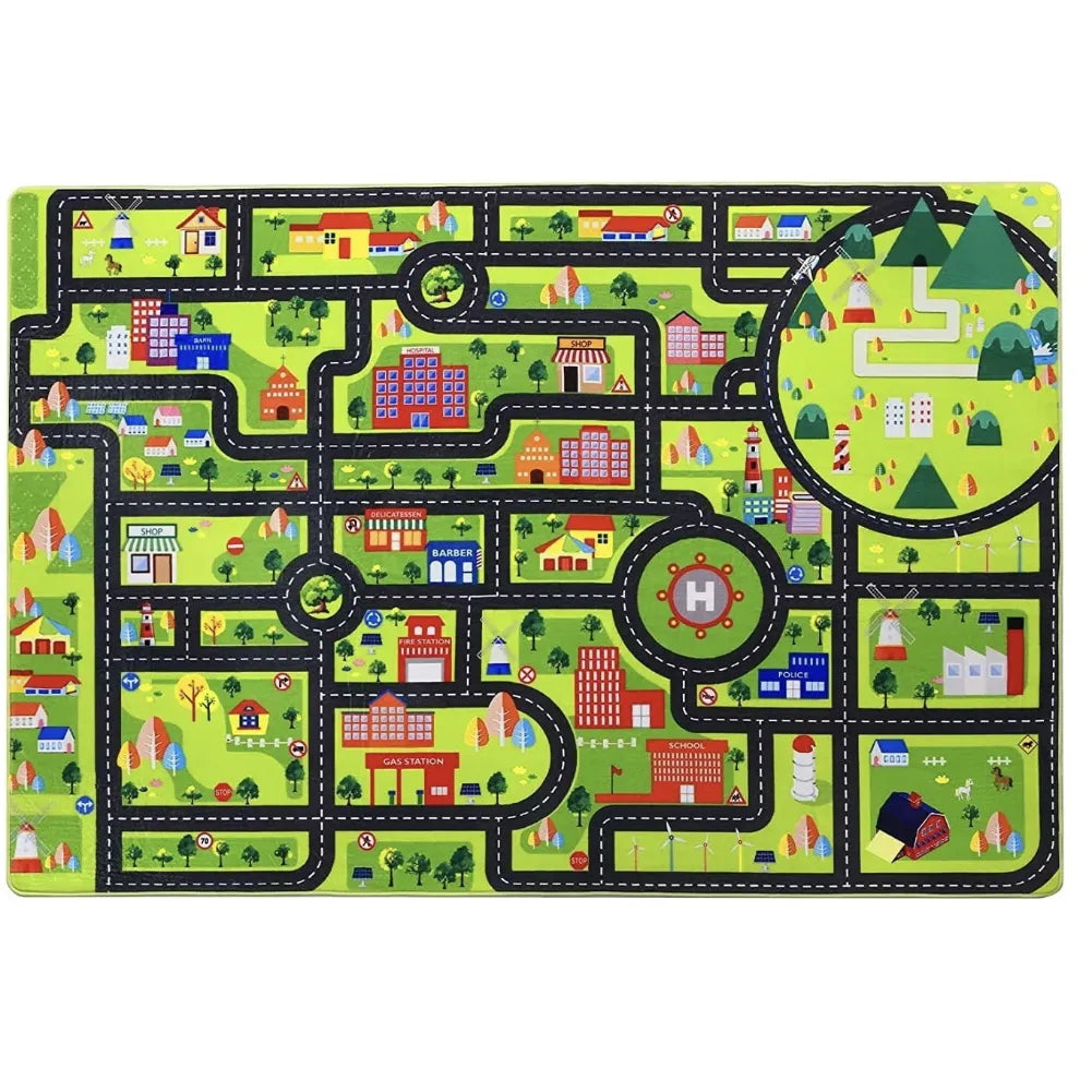 Tapis circuit voiture - Motif Grande ville parcours urbain pour enfant