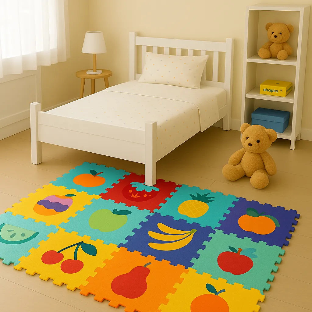 Tapis mousse bebe Aire de jeu 3×3 fruitée