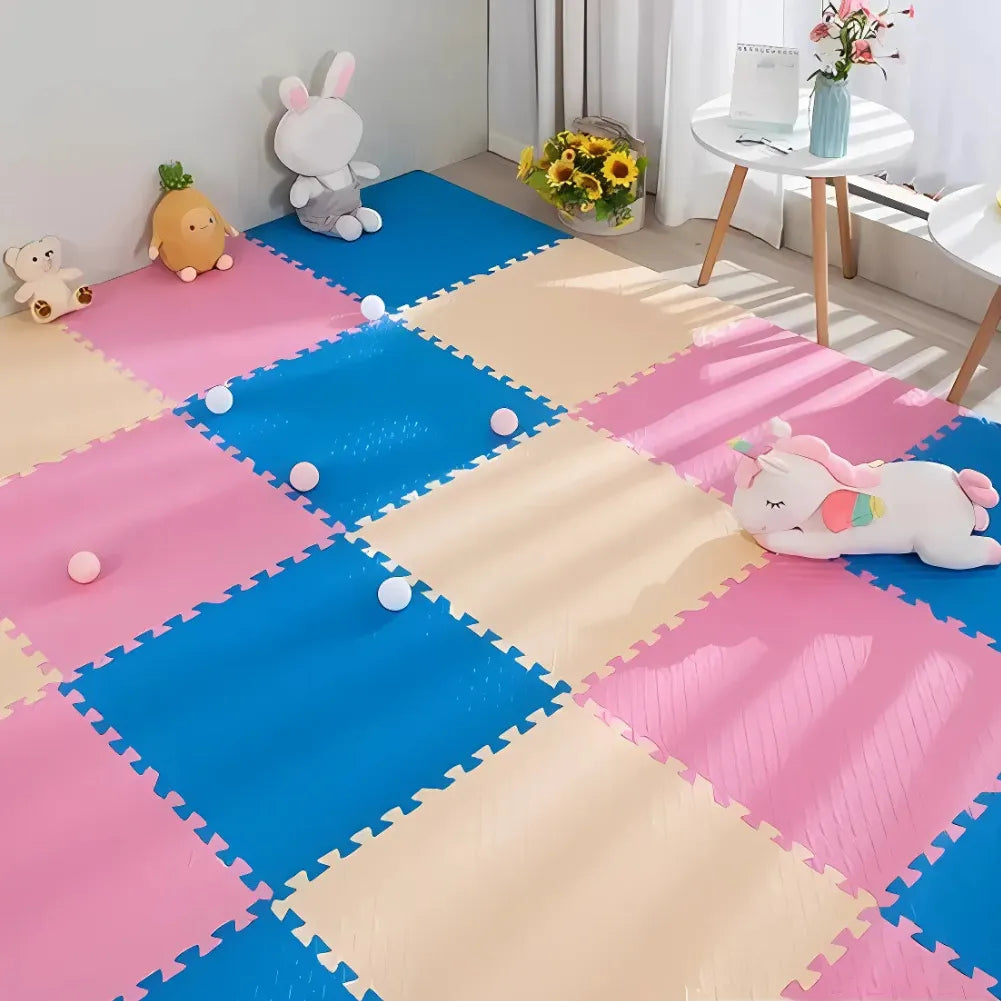 Tapis mousse bébé - 16 dalles en mousse 30×30 cm pour sol de jeu sécurisé