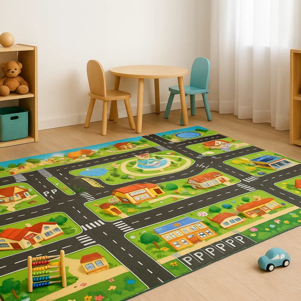 Tapis circuit voiture - Ville ludique et éducative