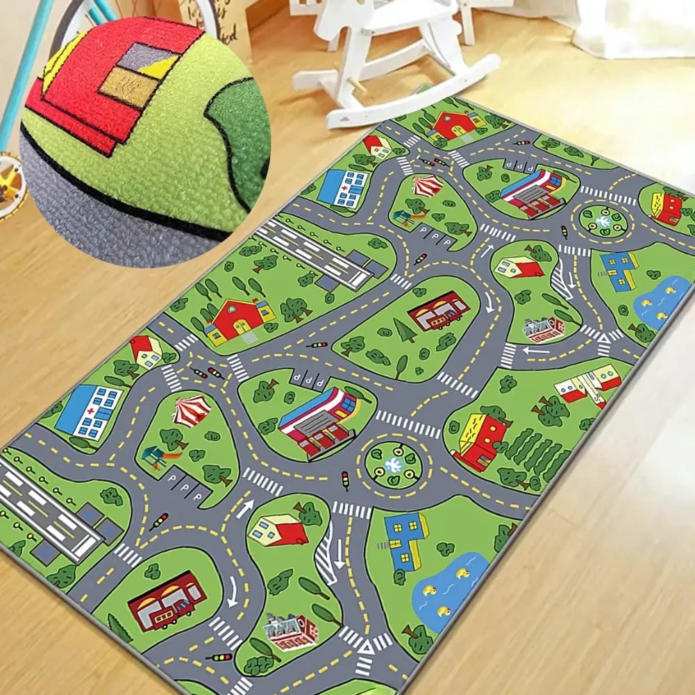 Tapis circuit voiture - Aire de jeu routier pour enfants, ville et campagne