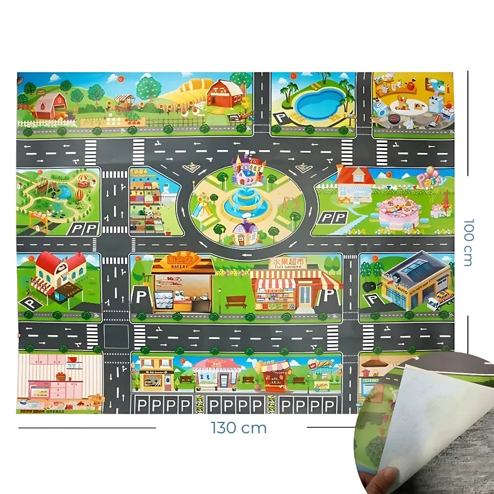 Tapis circuit voiture - Ville ludique et éducative