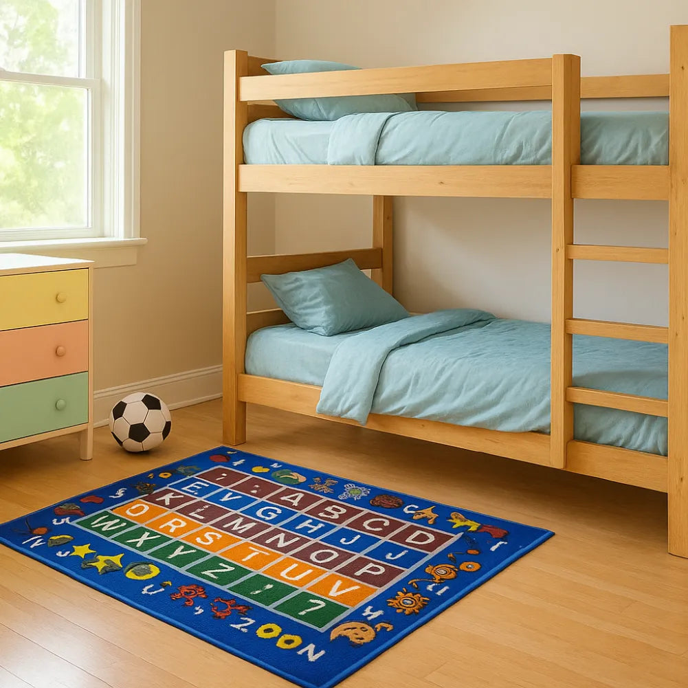 Tapis d'eveil bebe alphabet majuscule et visuel coloré
