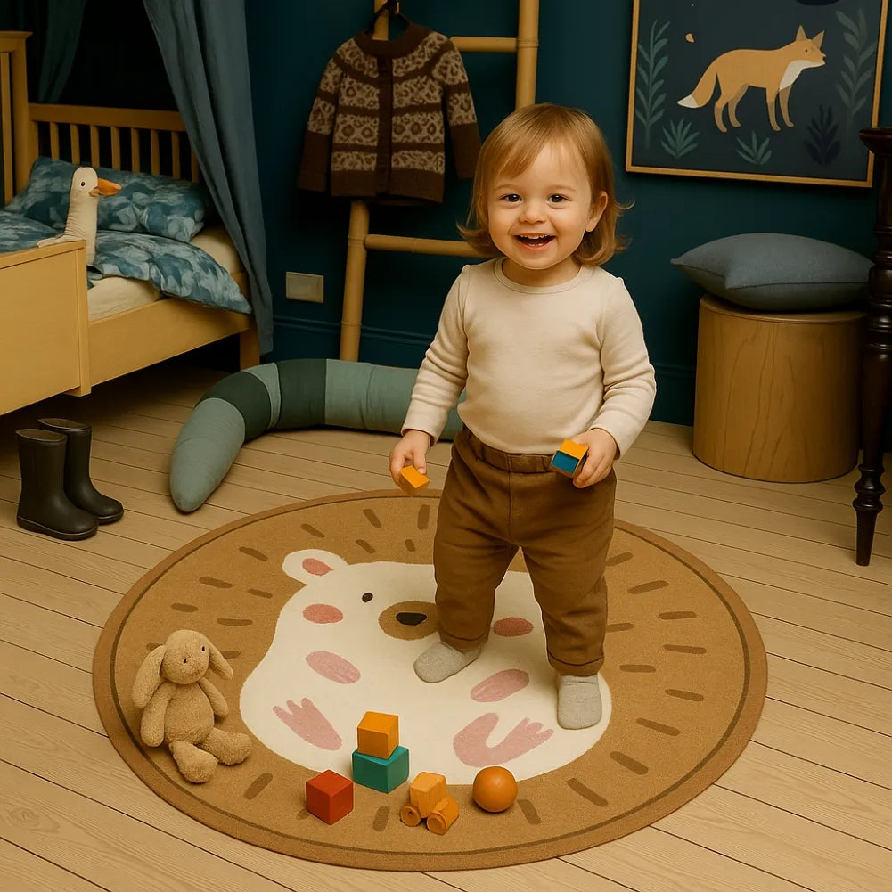Tapis de sol bebe ours- Moelleux, lavable et apaisant