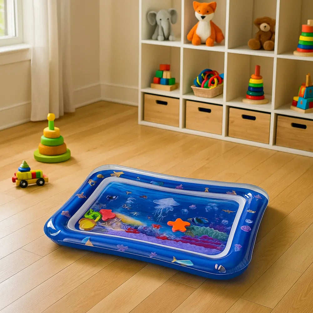 Tapis d’eau bébé - Jeu sensoriel à eau avec poissons colorés et méduses