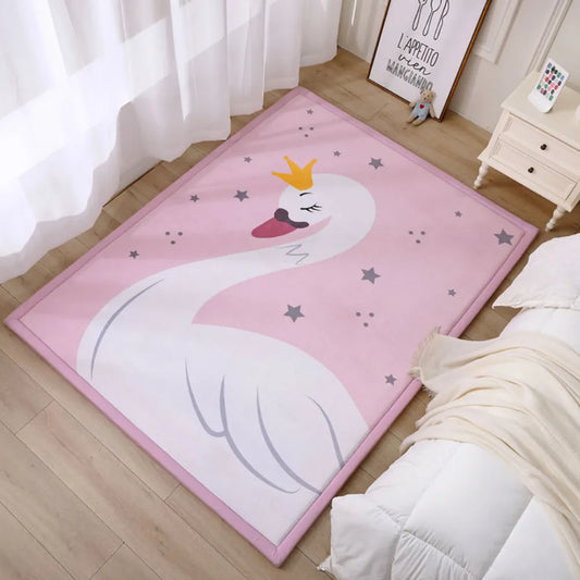 Tapis voiture enfant cygne rose – Parfait pour chambre de fille