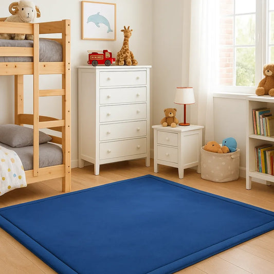 Tapis éveil bébé bleu – Doux, épais et design pour le sol