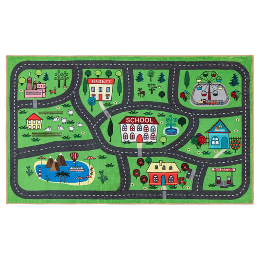 Tapis circuit voiture enfant - Décors multiples : routes, nature, bâtiments et animaux