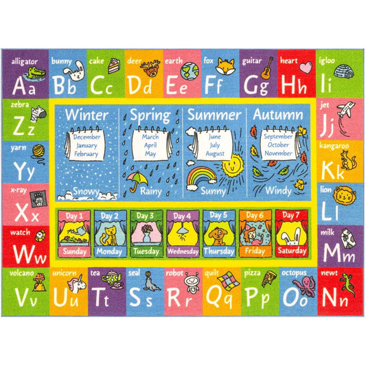 Tapis de motricité bébé éducatif – Alphabet, jours et saisons