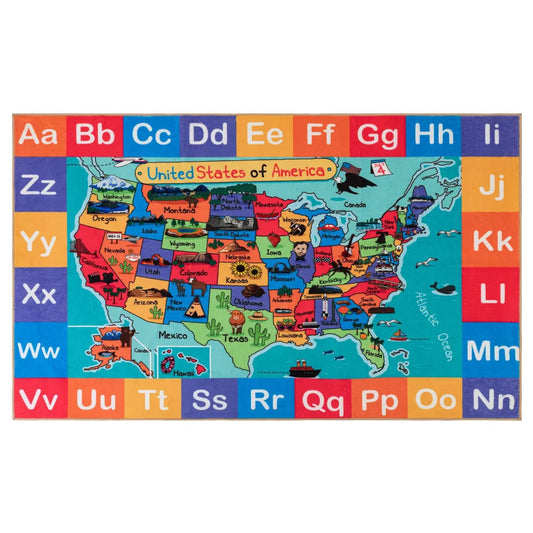 Tapis de motricité bébé USA – Carte éducative et alphabet