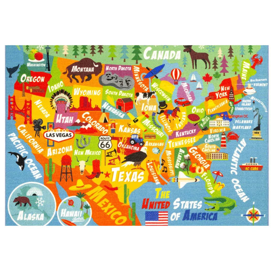 Tapis d'eveil bebe carte USA ludique et colorée