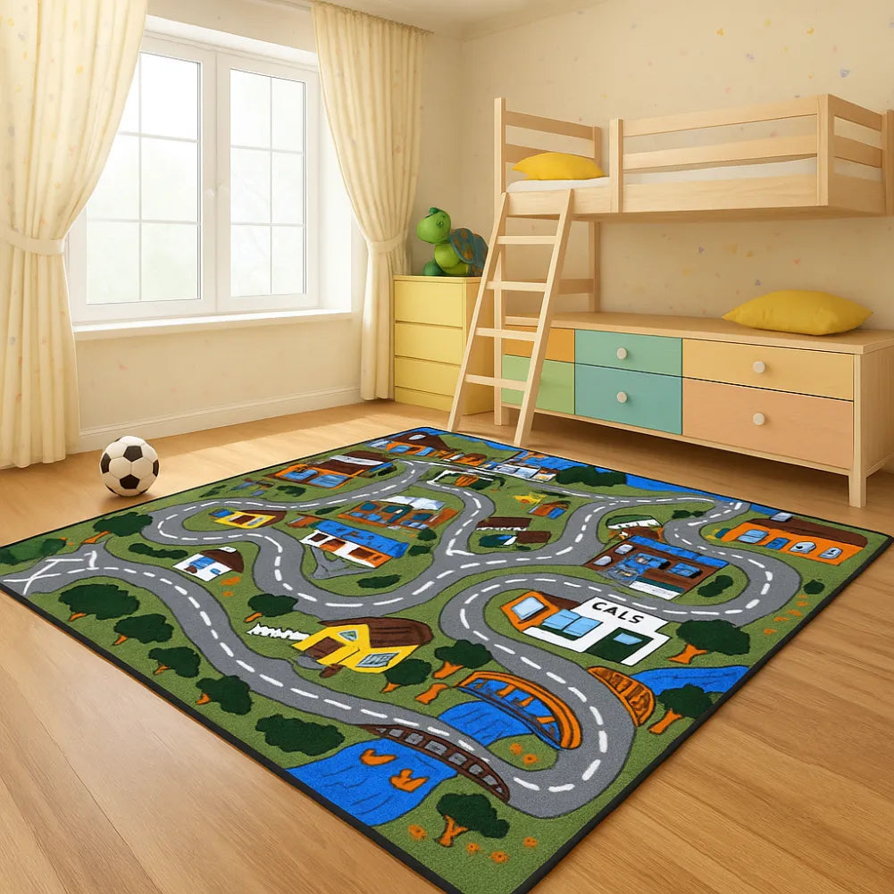 Tapis circuit voiture - Parcours routier pour enfant, jeu éducatif et déco chambre