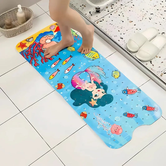 Tapis de bain bébé antidérapant avec motif sirène enchantée, parfait pour un bain coloré et sécuritaire.