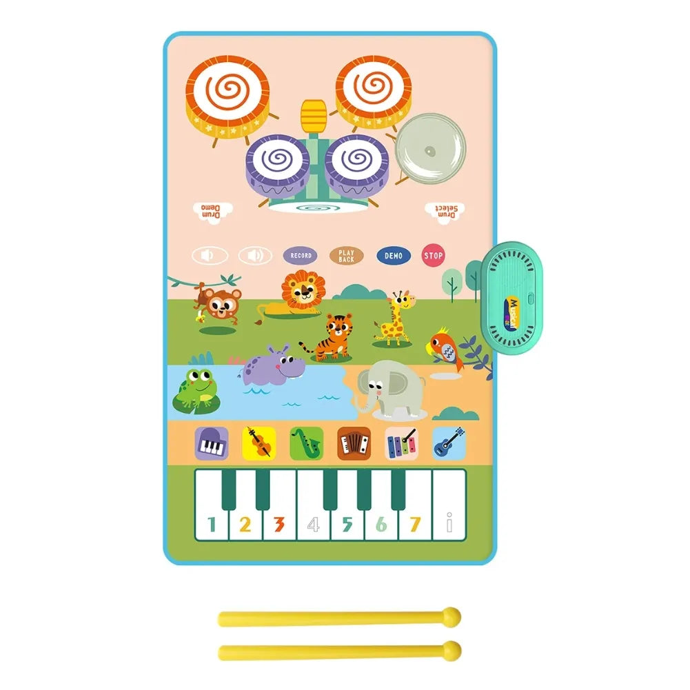 Tapis de danse enfant - animaux et piano lumineux