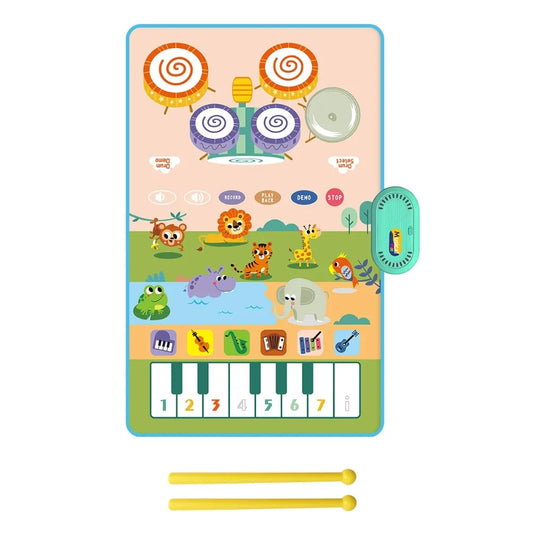 Tapis de danse enfant - animaux et piano lumineux