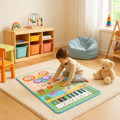 Tapis de danse enfant - animaux et piano lumineux