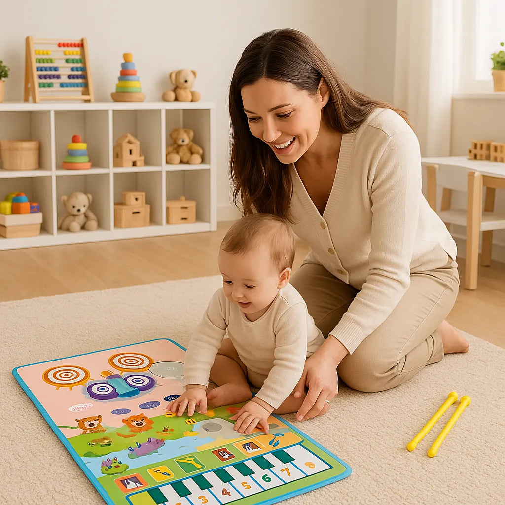 Tapis de danse enfant - animaux et piano lumineux