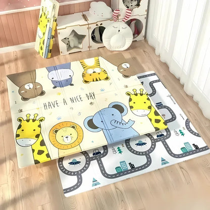 Tapis de jeu bebe - Safari doux et circuit éducatif