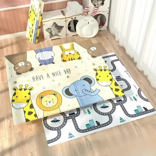 Tapis de jeu bebe - Safari doux et circuit éducatif