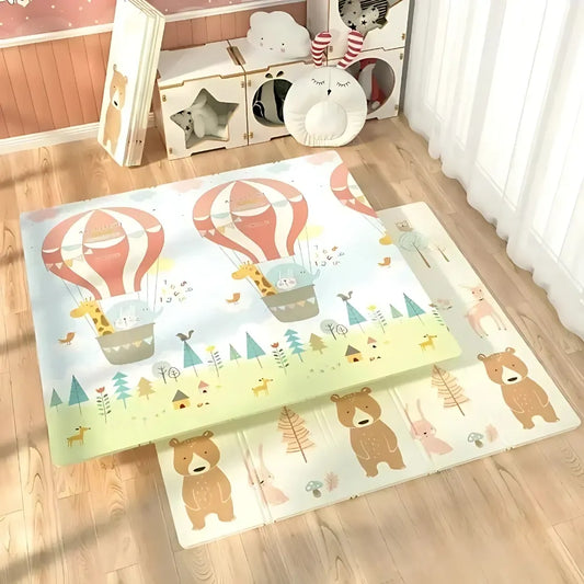 Tapis de jeu bebe - Montgolfières et forêt douce