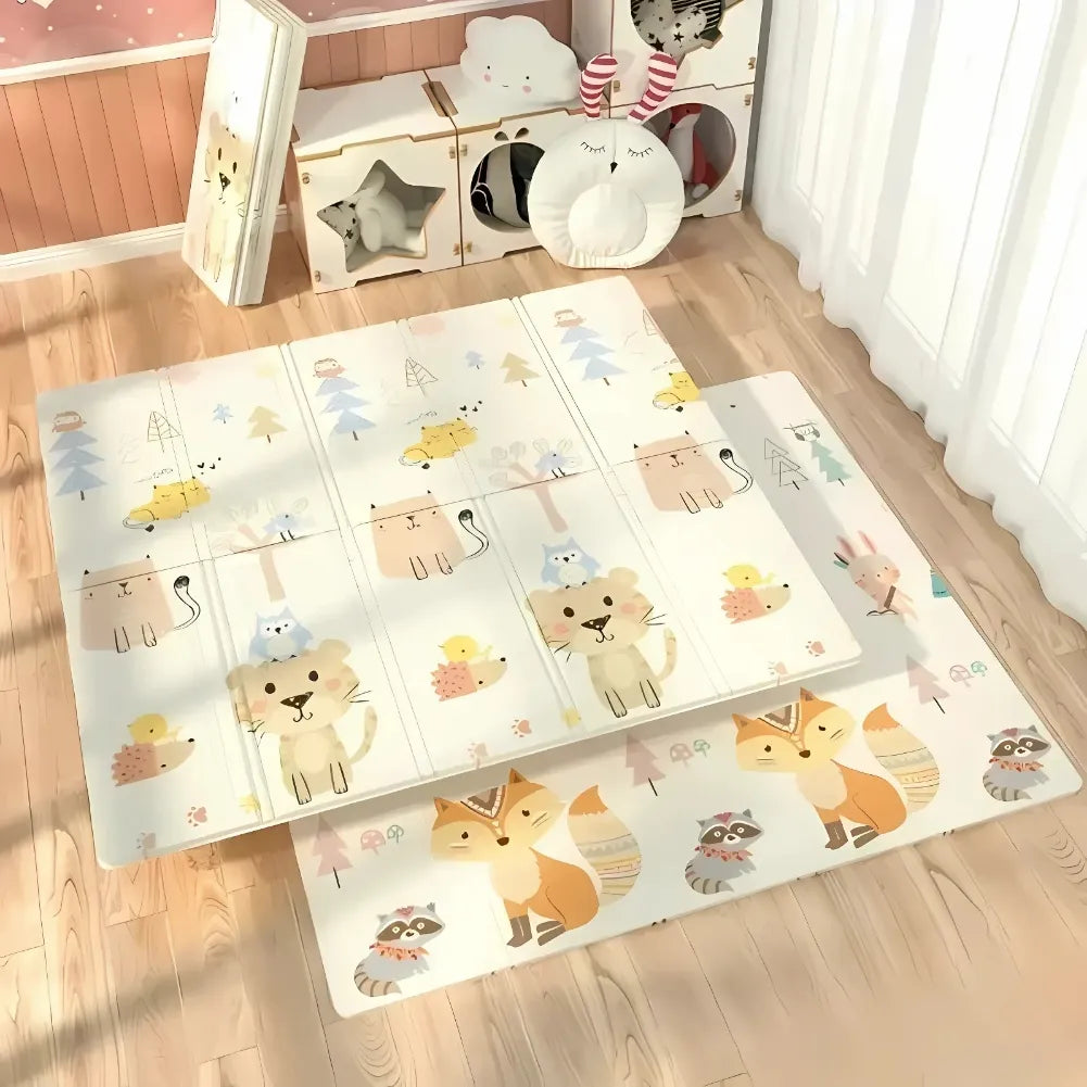 Tapis de jeu bebe - Animaux mignons et forêt douce