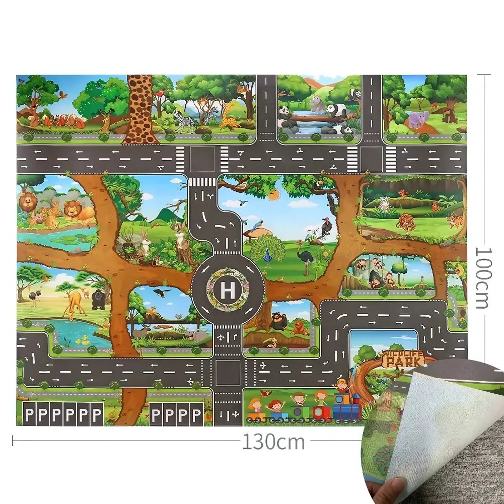 Tapis circuit voiture avec les animaux - Séjour au Zoo