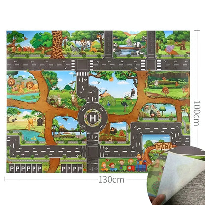 Tapis circuit voiture avec les animaux - Séjour au Zoo