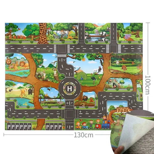 Tapis circuit voiture avec les animaux - Séjour au Zoo