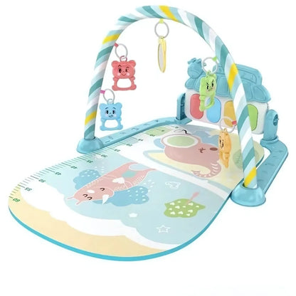 Tapis bébé musical et sensoriel avec arc et jouets, design marin pour éveil sensoriel.