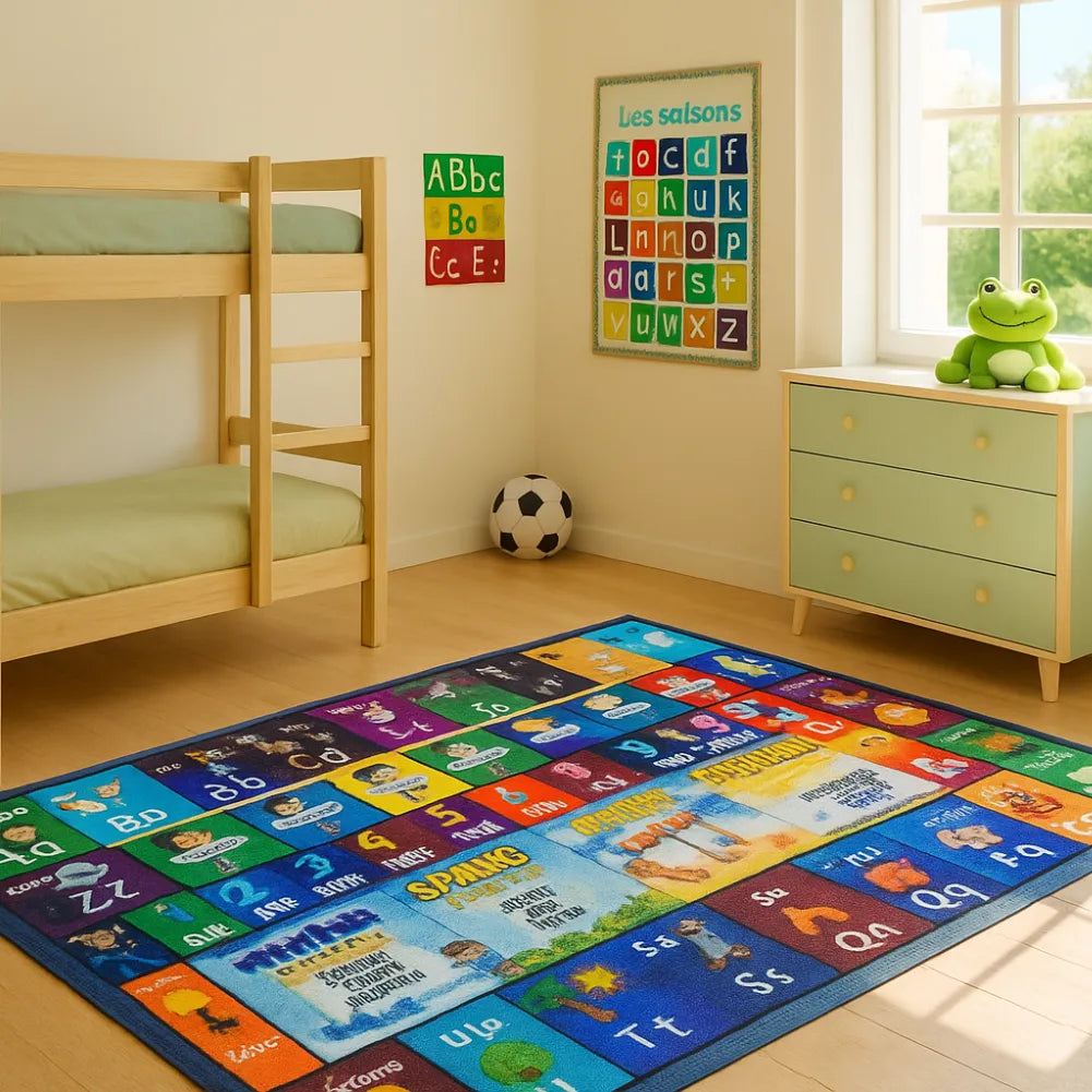 Tapis d'eveil bebe éducatif : lettres, chiffres et saisons