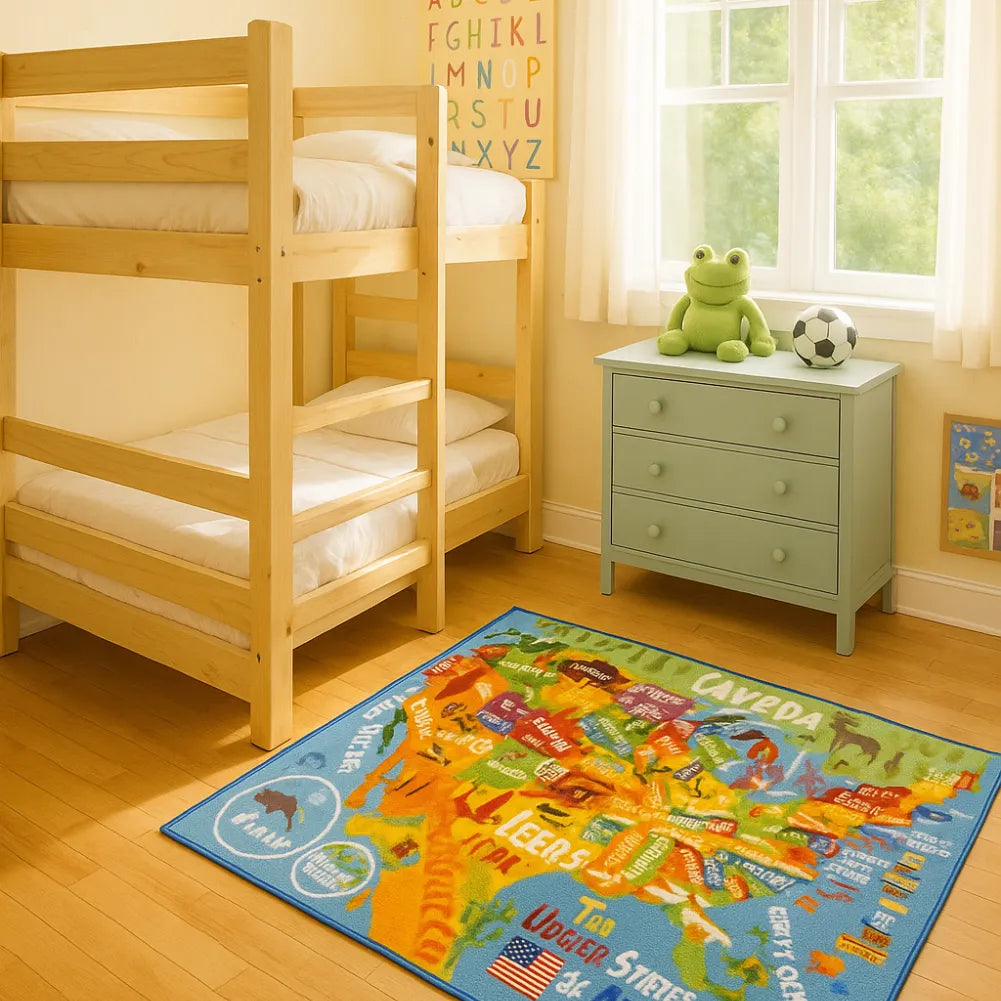 Tapis d'eveil bebe carte USA ludique et colorée