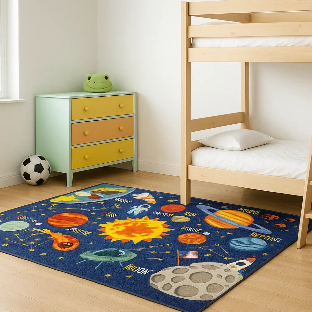 Tapis d'eveil bebe système solaire et planètes colorées