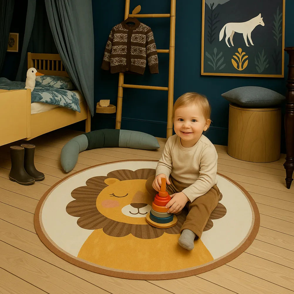 Tapis de sol bebe roi lion - Doux, antidérapant et lavable