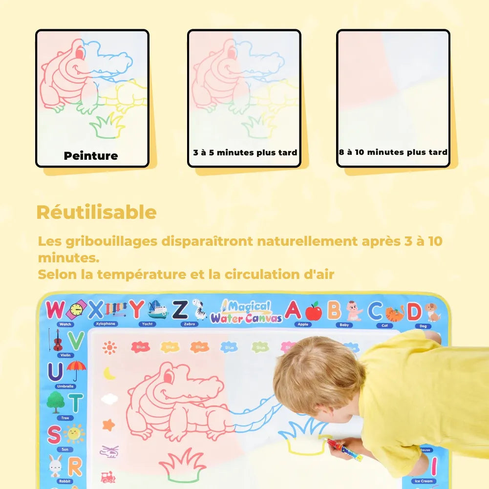 Tapis dessin eau - Alphabet, chiffres et animaux ludiques