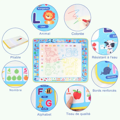 Tapis dessin eau - Alphabet, chiffres et animaux ludiques