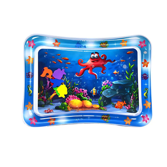 Tapis d’eau bébé - Tapis sensoriel avec pieuvre rigolote et fond marin coloré