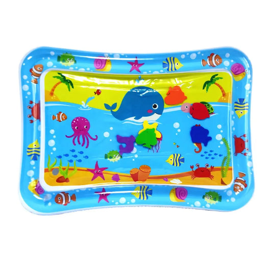 Tapis d’eau bébé - Tapis sensoriel gonflable décor océan joyeux et animaux marins