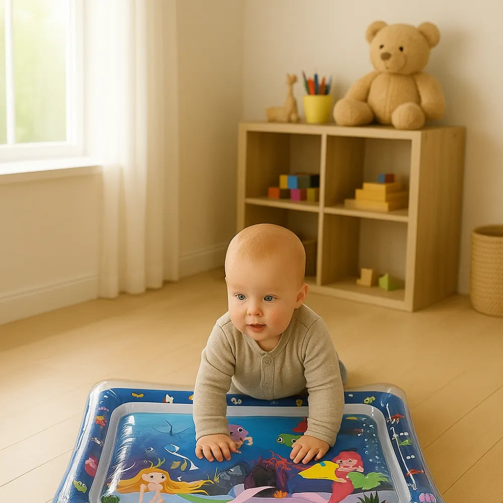 Tapis d’eau bébé - Tapis sensoriel sirènes et fond marin magique pour éveil sensoriel